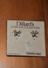Girl's Cubic Zirconia and sterling silver butterfly earrings, NWT