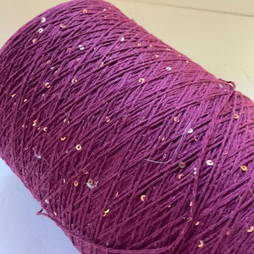Lucci Yarns Mini Sequins on Polyester Yarn Cone 5,750 yardBurgundy Wine/Gold New