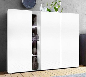 Highboard Vitrine Flur Wohnzimmer Schrank Weiss Hochglanz Neu 46158463 Ebay