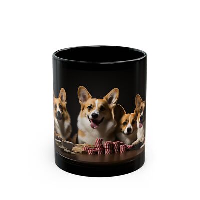 Corgis Playing Poker Mug, Labs at Cards Table, Dog Lovers Gift