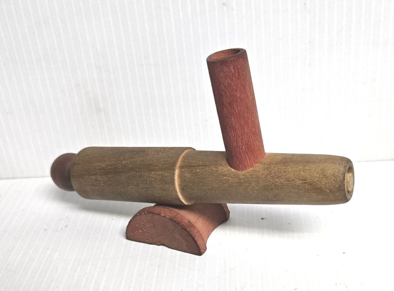 VINTAGE TOY SPRING LOADED WOODEN CANNON