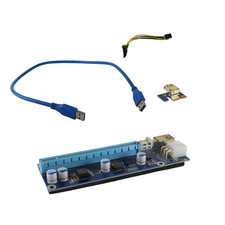 Bundle PCIe x16 Riser, inkl. 60 cm Kabel, PCIe Riser-Clip, Sata zu 6-Pin Adapter
