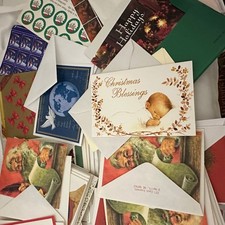 Vintage Christmas Greeting Card Lot 150 Seals Postcards Envelopes Excellent Set