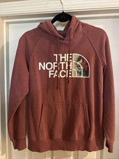 Women's The North Face Pink Multicolored Logo Design Pullover Hoodie Size Medium
