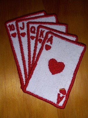 New Poker Hand Patch - Royal Flush: 10, Jack, Queen, King & Ace Broadway Cards