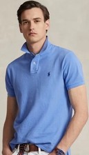 Polo Ralph Lauren Mens Custom Slim Fit Polo Shirt Light Blue Heather Size L