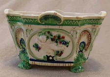 Vintage Footed Planter  ~ Colorful ~ Cherubs ~ Maruhon Ware Occupied Japan