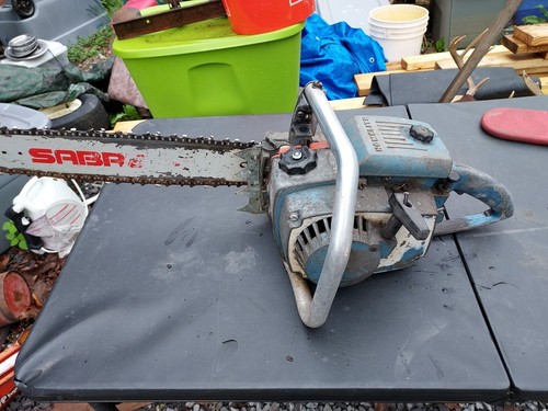 Vintage Homelite Super XL Automatic Chainsaw 16" Bar Blue - Runs