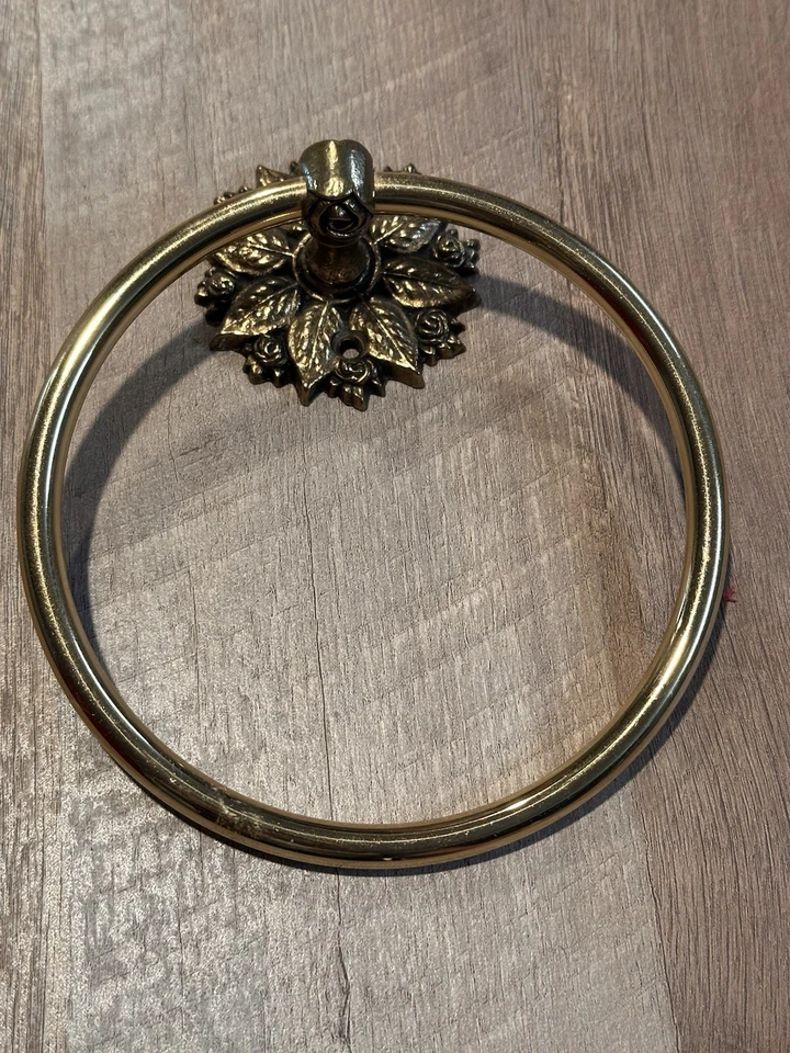 Victoriano Floral Hojas de Rosa Latón Soporte de Papel Higiénico Toallero Barra Anillo Drwr Tiradores Foto 2 de 4