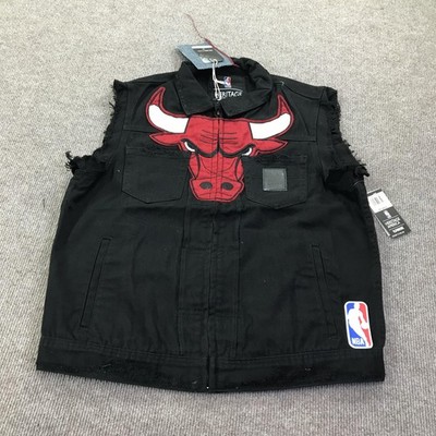 Chicago Bulls Vest Womens Large Black NBA Basketball Heritage America UNK Cutoff