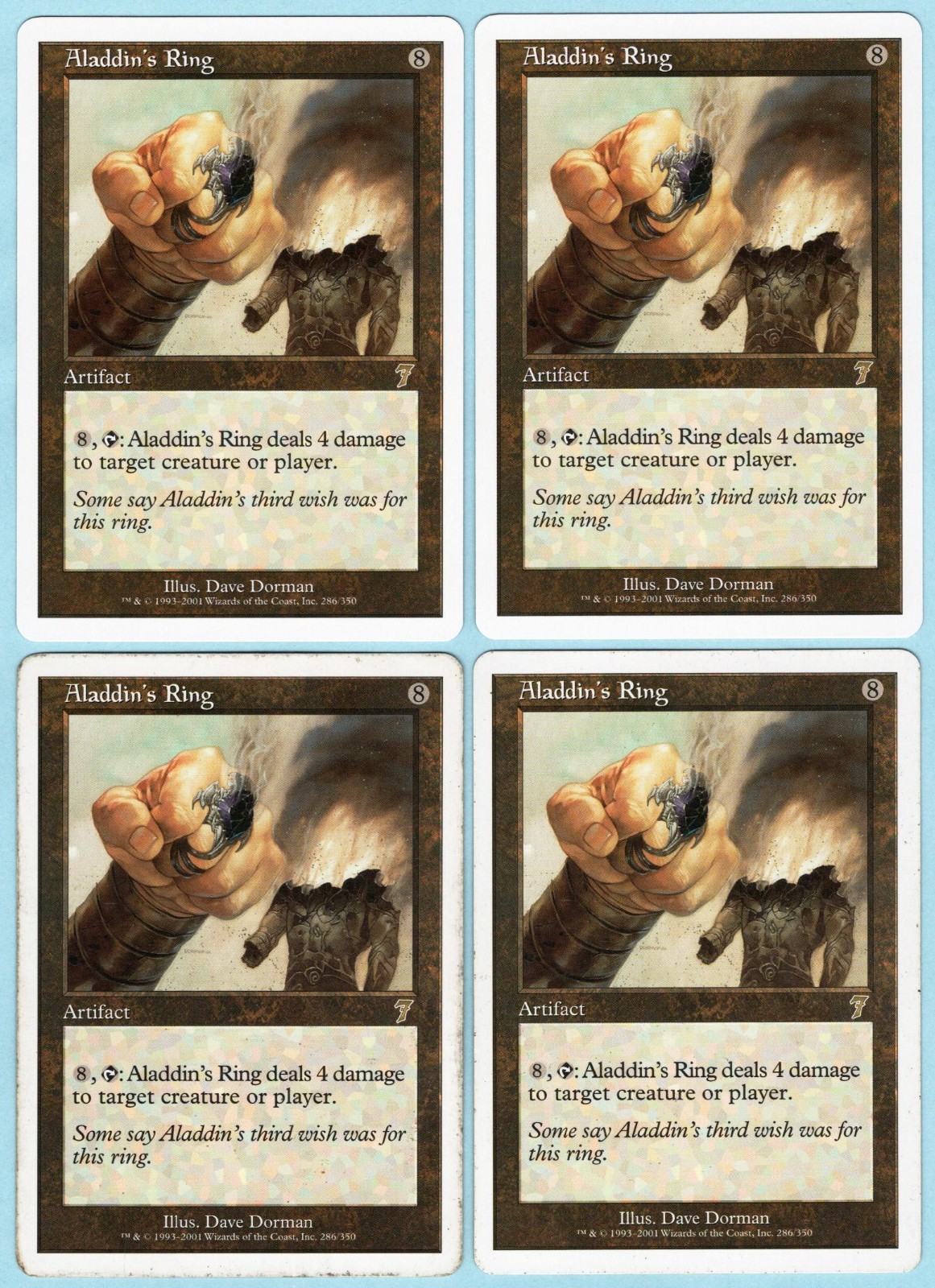 Aladdin's Ring x4 4x 2001 MTG Core Set 7th Edition PLAYSET Artifact LP - NM AZ3