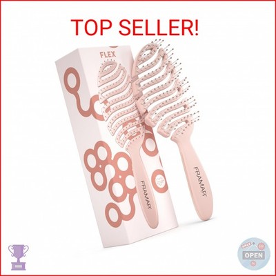 FRAMAR Vented Pink Hair Brush For Women   Flex Brush With Bendable Frame, Wet Ha
