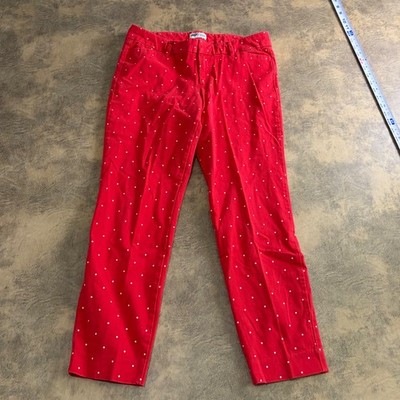 Old Navy Pixie Pants Womens 10 Regular Red Polka Dot Ankle Length Slim Trousers