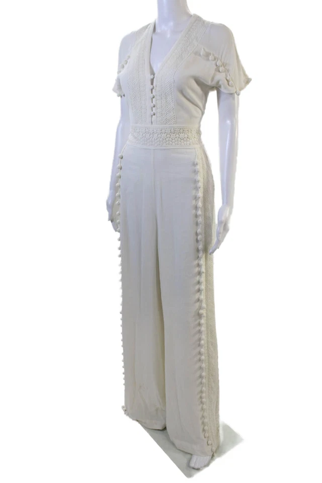 Mono Marchesa Voyage para mujer de algodón con pompones y detalle de encaje blanco talla 6 Foto 2 de 4