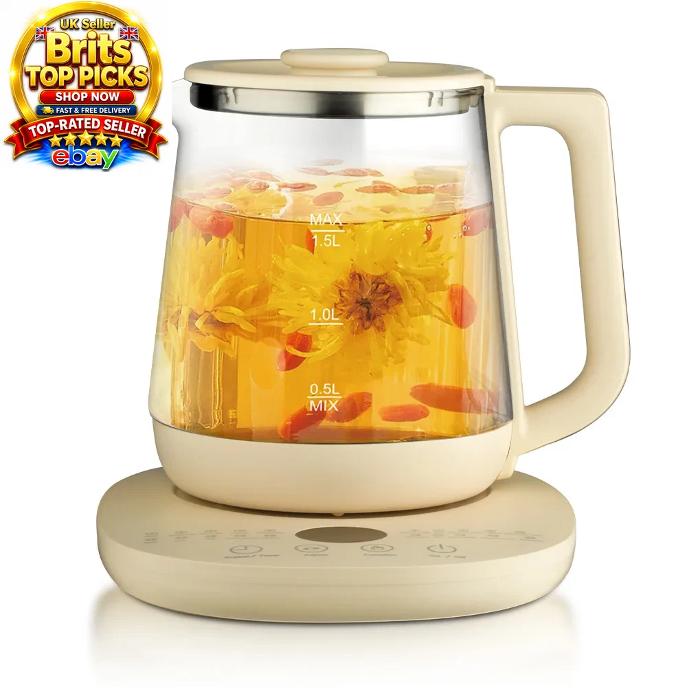 1.5L Smart Electric Glass Kettle Multifunction Tea Coffee Pot