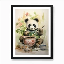 Panda Art Crafting Watercolour 3 Ar Framed Wall Art Poster Canvas Print Picture