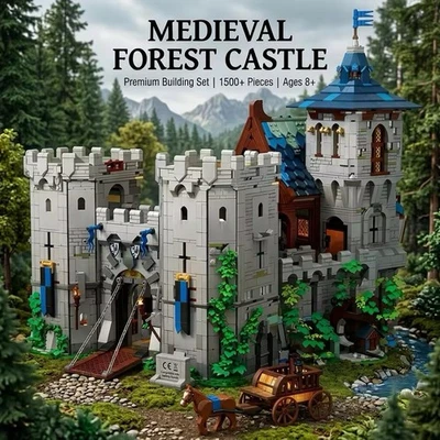 Mittelalterliche Waldburg 6640 Teile Klemmbausteine Ritterburg mit Box - Bild 1 von 4