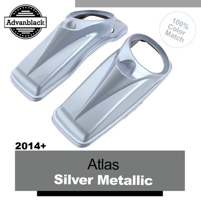 Atlas Silver Metallic 8 inches Speaker Lids For Extended Saddlebags Harley 2014+