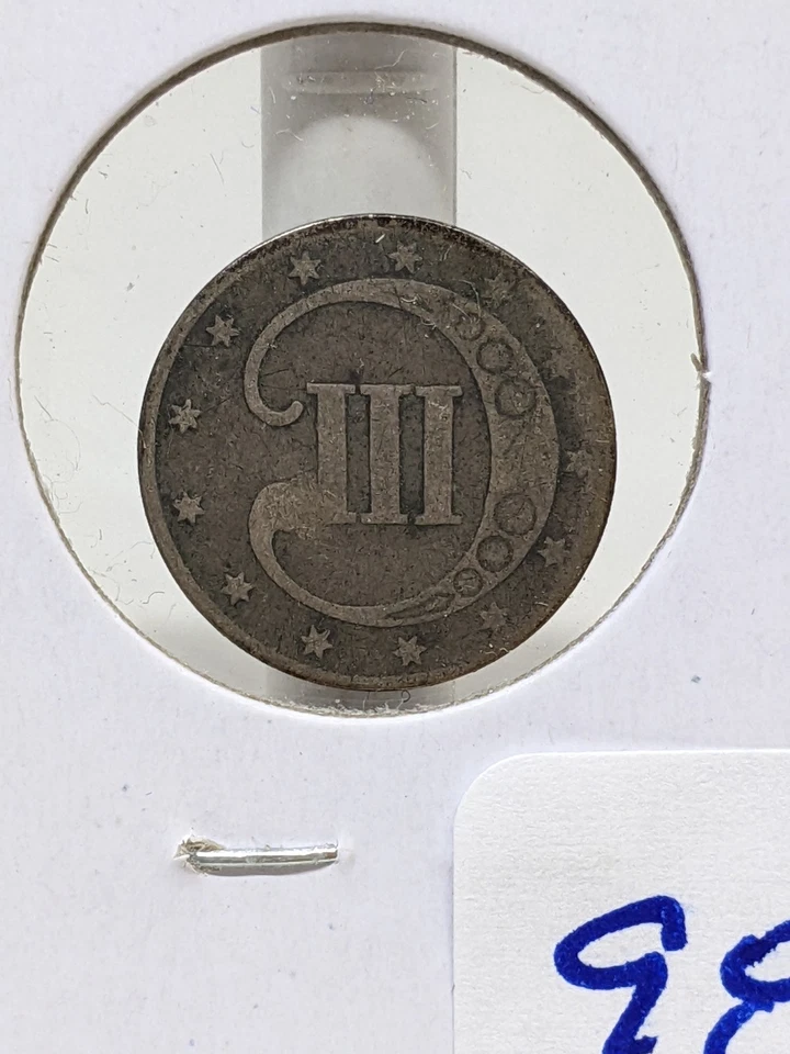 1853 US 3 Cent Silver Trime G/AG Condition #985 - Image 4 of 4