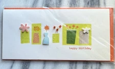 Vintage Paper Magic Group 3-D "Happy Birthday" Flower Vases Greeting Card