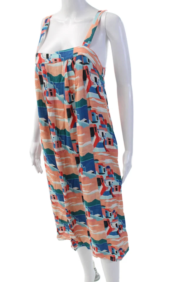 Vestido midi multicolor sin mangas cuello cuadrado para mujer Corey Lynn Calter talla S Foto 2 de 4