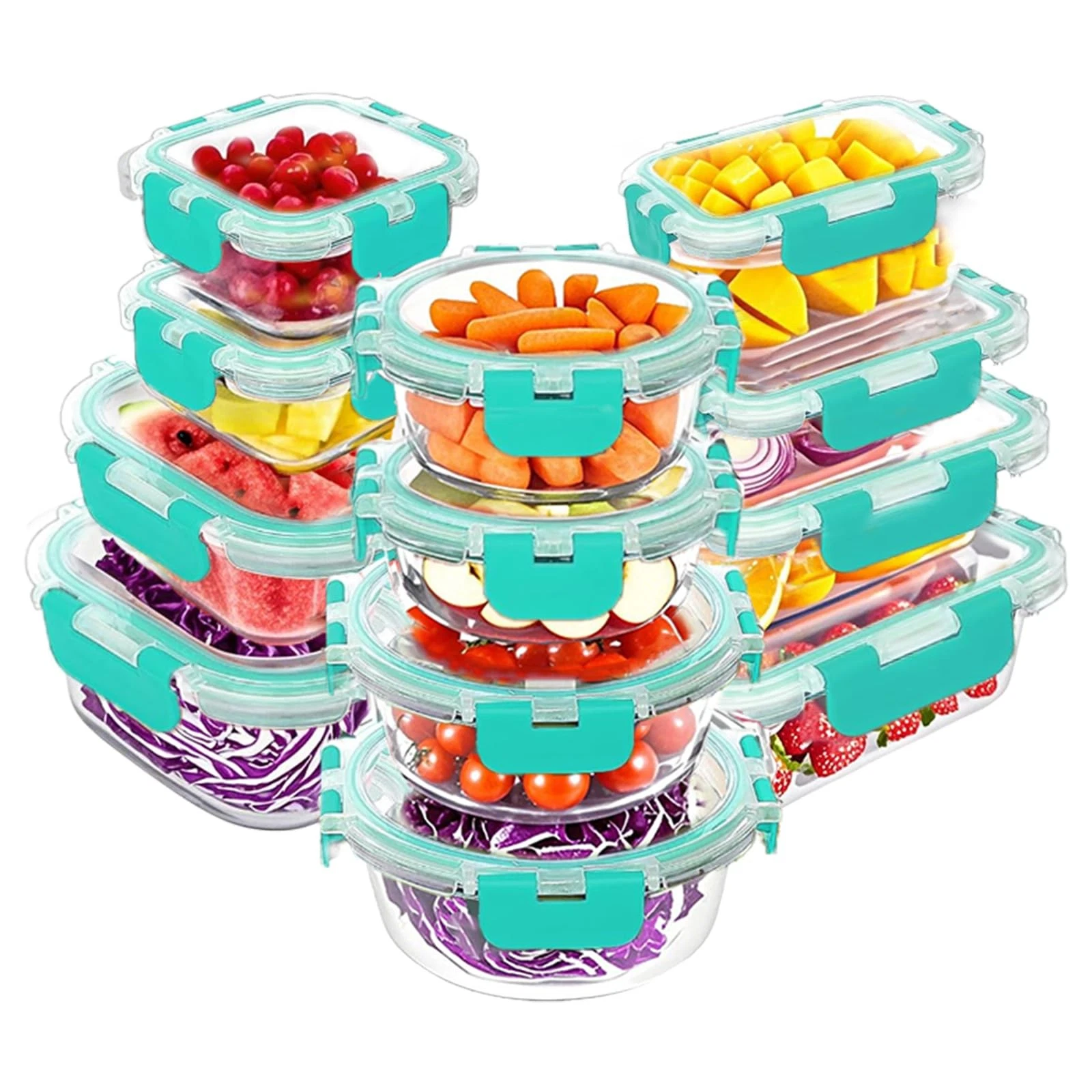 12 Packs Glass Food Storage Containers Set, Airtight Glass Lunch Containers, ...