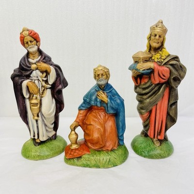 Vintage Atlantic Mold 3 Wise Men 3 Kings Figurines Hand Painted Christmas 1980s