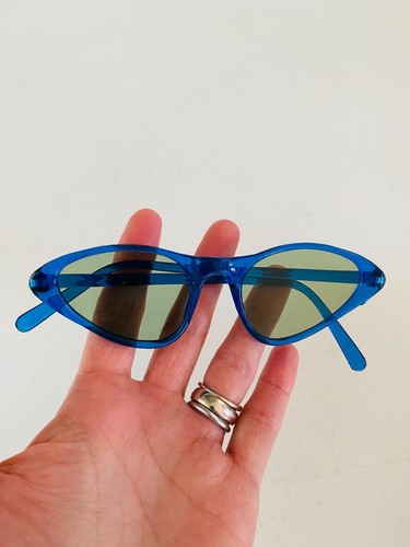 Occhiali da sole vintage cat eye, protex deadstock anni 50/60, montatura blu - Foto 4 di 10