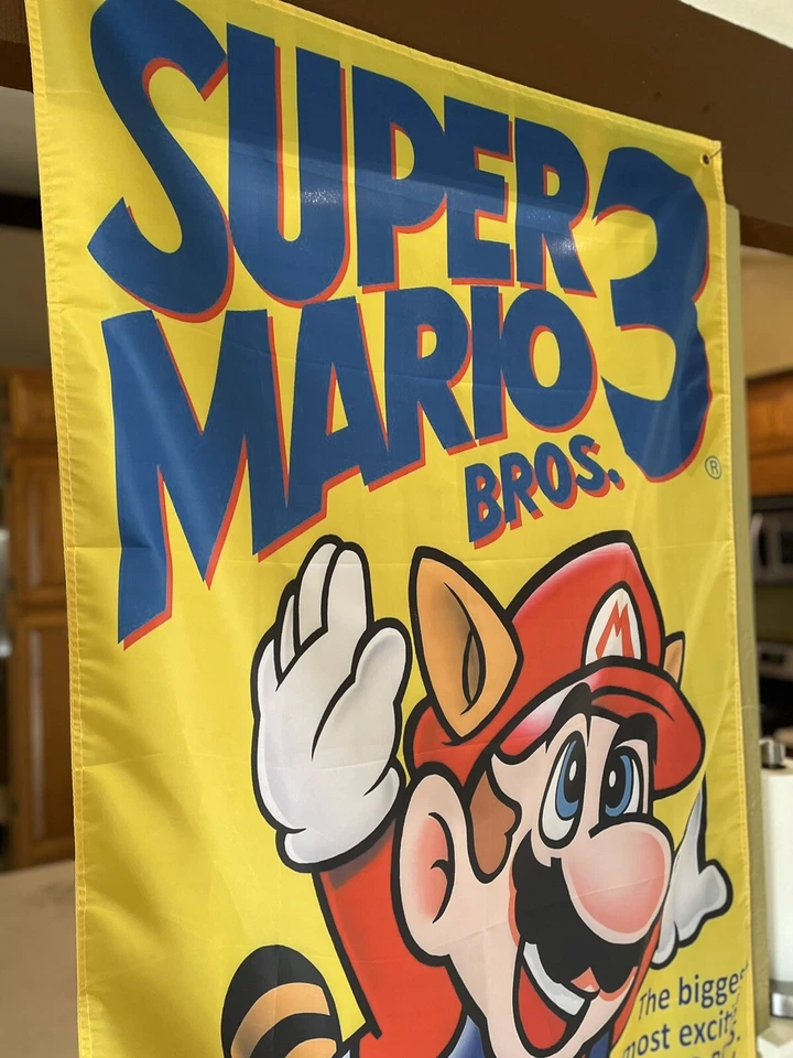 Super Mario Bros. 3 Nintendo NES Boxart 5' Flag Poster 1990 - Image 2 of 4