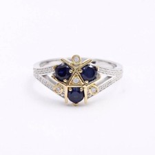 1Ct Blue Round Cut CZ Engagement Wedding Ring In Solid 925 Sterling Silver