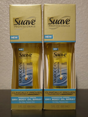 Lot of 2 - Suave Moroccan Infusion Dry Body Oil Spray For Silky Skin  3.oz