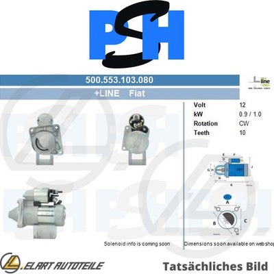 STARTER FOR FIAT PANDA/CLASSIC/Box/Hatchback/VAN BRAVO/II RITMO/III DOBLO  