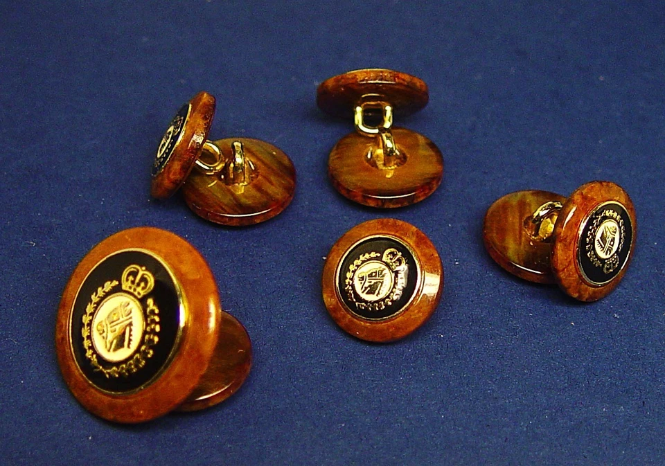 VITALE BARBERIS CANONICO replacement buttons 9 black /white enamel Tan stone rim - Image 4 of 4