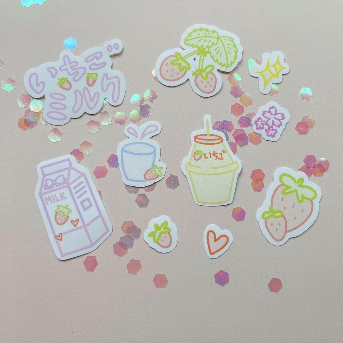 Cute Cat Kawaii With Milk Illustration' Sticker