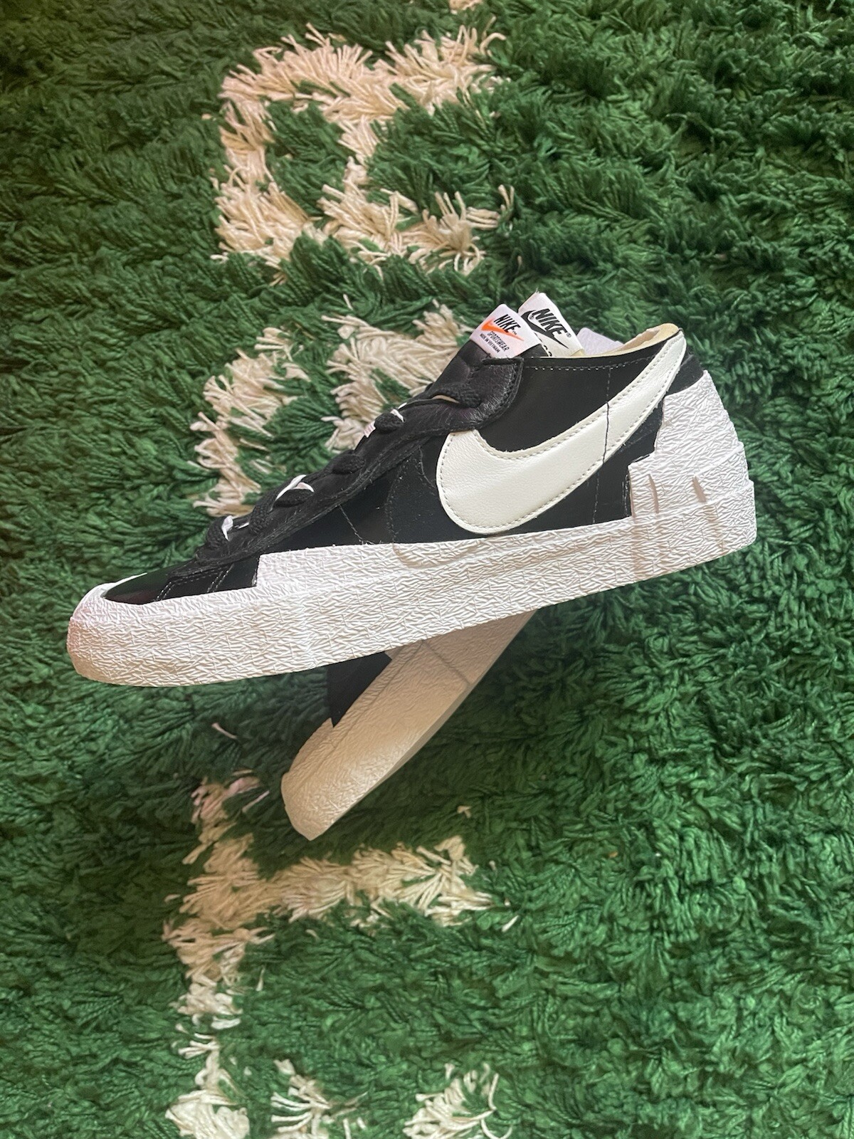 SACAI X NIKE Nike Sacai x Blazer scarpa sneaker bassa bianca nera pelle verniciata uomo taglia 12