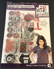 Fashion Art Next Style Rock N Roll Iron On Transfers Value Pack 4 Sheets 26 Pc