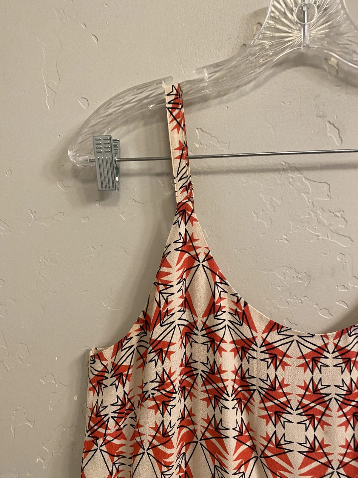 VETEMENTS CABI Batik Abito Slip Donna Taglia S Rosso Panna Stampa Cambio Chiffon #870