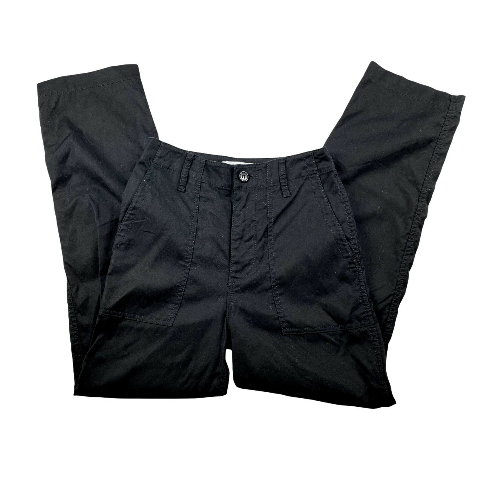 ALTRA Stockholm Atelier & Other Stories Black Straight Leg Pants SZ 0 Ankle High Rise