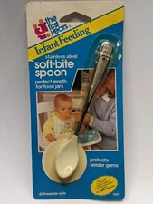 New VINTAGE 1990 The First Years Stainless Steel Soft Bite Baby Spoon Infant 