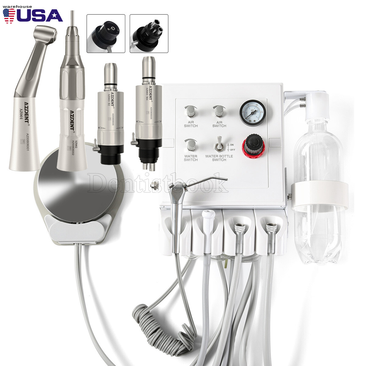 Portable Dental Turbine Unit Weak Suction work with Air Compressor/Handpiece Kit