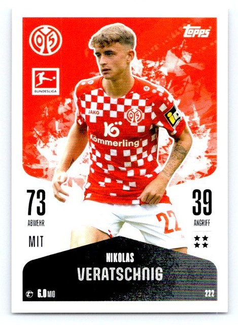 TOPPS Bundesliga Match Attax 2024/25 222 Nikolas Veratschnig 1. FSV Mainz 05