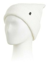 SPYDER Womens White Diagonal Dimensional Ribbed Cuffed Hat Beanie One Size