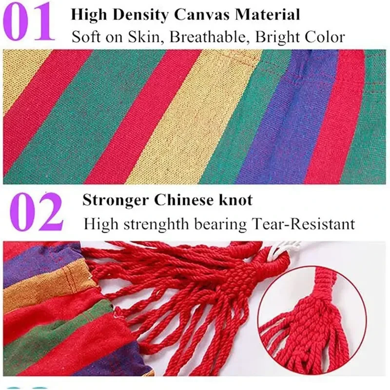 New 1 Durable Hammock Outdoor Camping Hammock W 2 pc Tree Straps For Hanging - Image 3 of 4