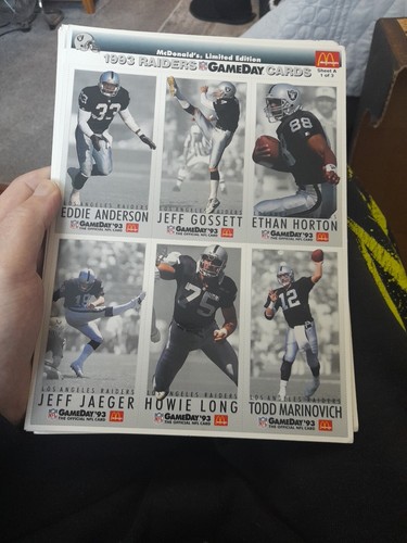 3er Set 1993 Raiders GameDay McDonalds Karten Blätter A,B,C Fußballkarten Nfl - Bild 1 von 6