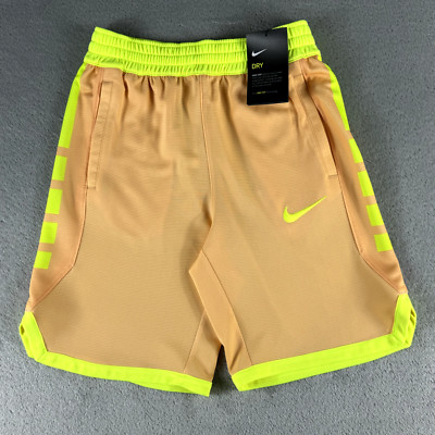 Nike Dri-FIT Elite Boys Basketball Shorts AQ9473 Orange/Neon Yellow Size M NEW