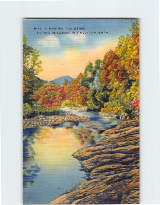 Postcard A Beautiful Fall Setting Showing Reflections In A Mountain Stream
