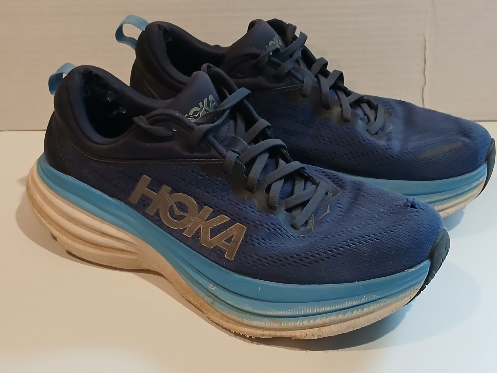 (10) Blue Hoka Bondi Running Shoes  thumbnail 4