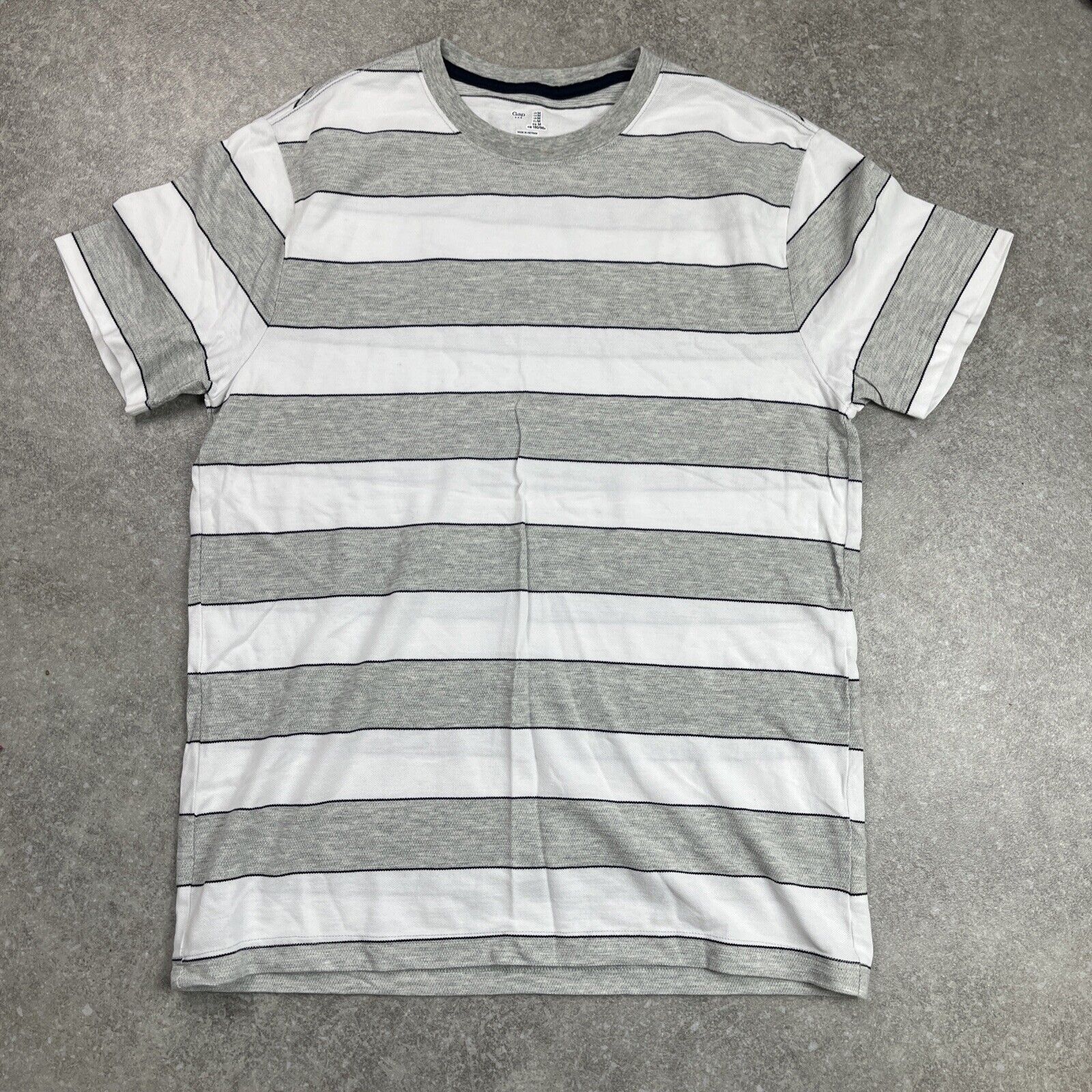 Gap Grey White Striped Cotton Tshirt Mens M Pit t… - image 1