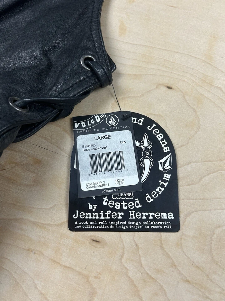 Volcom x Jennifer Herrema Collectable “Blade Leather Vest” Black Vest - Size L - Image 3 of 4