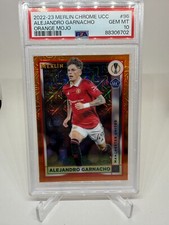 2022-23 Merlin Chrome #96 Alejandro Garnacho RC Orange Mojo Refractor /25 PSA 10